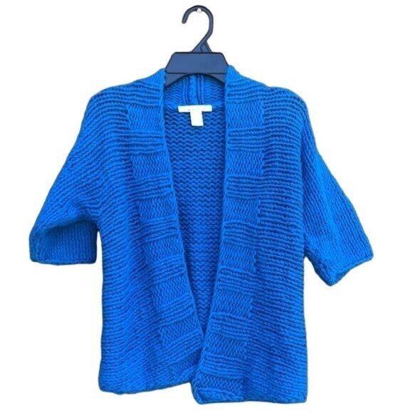 Kenneth Cole New York Blue Chunky Knit Sweater Cardigan Size S - Picture 3 of 11